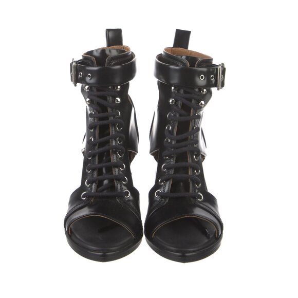 Chloe Rylee Black Leather Open-Toe Sandals (38) - Picture 3 of 9